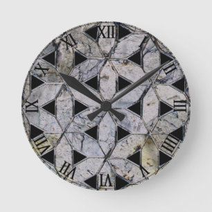Natural Grey Stone Mosaic, flower of life Round Clock