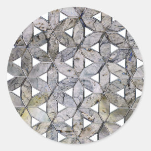 Natural Grey Stone Mosaic pattern flower of life Classic Round Sticker
