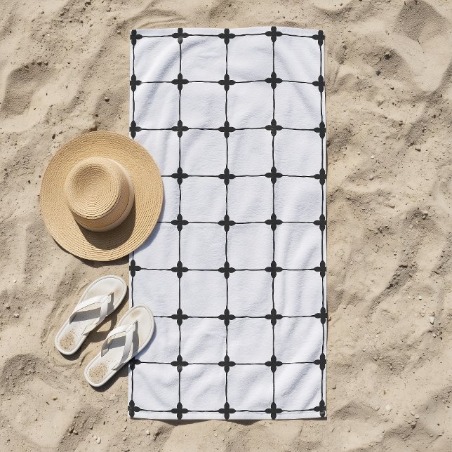 Natural Grid Off-White Beach Towel (Creator Uploaded)