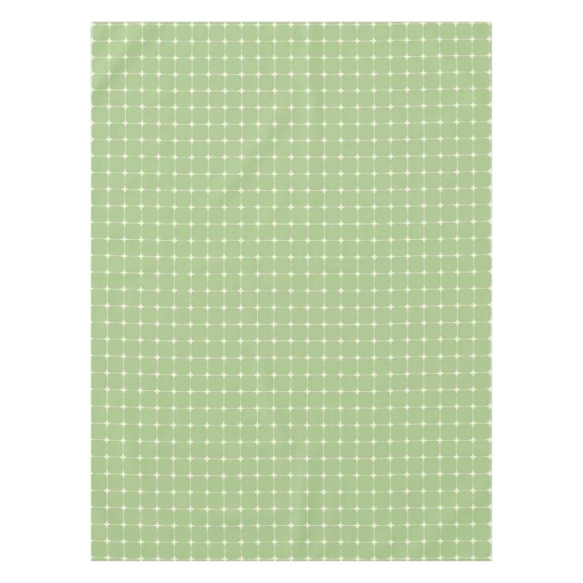 Natural Grid Sage Green Warm Cream Tablecloth (Front)