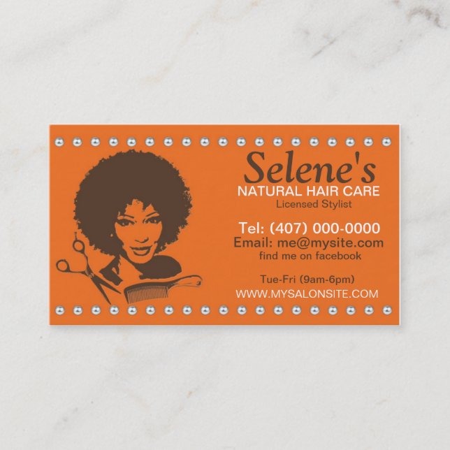 Natural Hair African American Salon Business Card (Front)