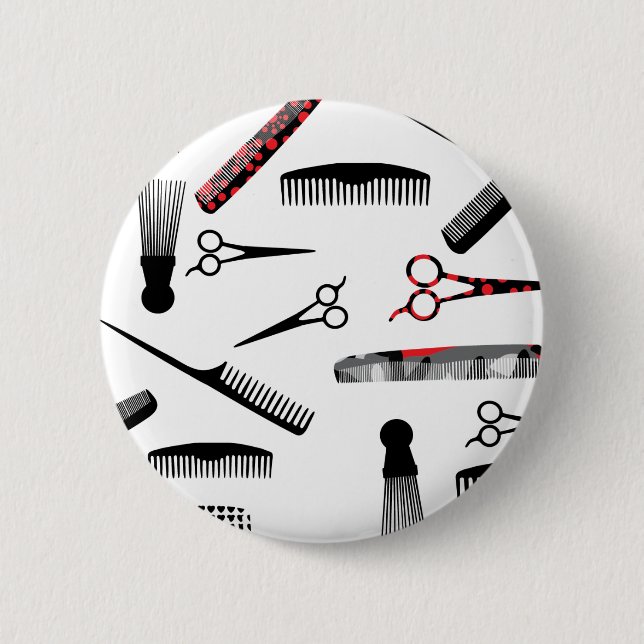 Natural hair red black 6 cm round badge (Front)