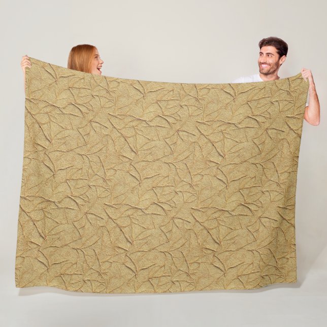 Natural Handmade Paper Texture in Warm Beige Fleece Blanket (In Situ)