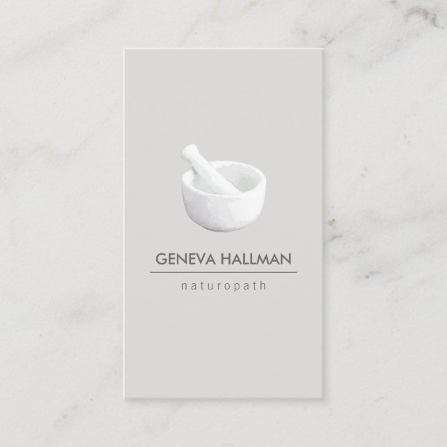 Natural Health, Healer Mortar and Pestle Business Card (Front)