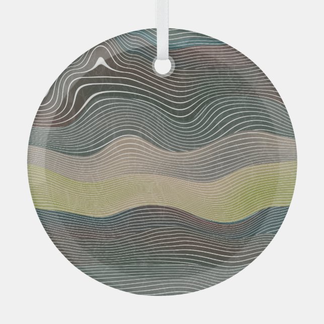 Natural Hills: Landscape Pattern Glass Tree Decoration (Front)