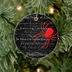 Natural History Title Page Spiders Calligraphy Ceramic Ornament