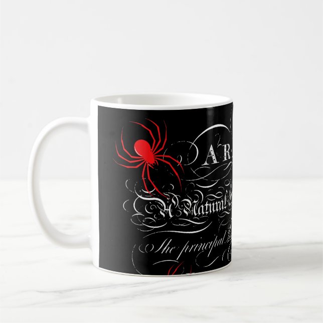 Natural History Title Page Spiders Calligraphy Coffee Mug (Left)