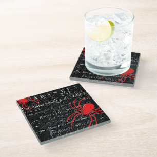 Natural History Title Page Spiders Calligraphy Glass Coaster