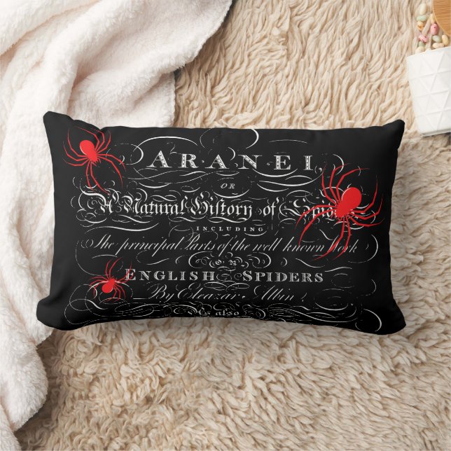 Natural History Title Page Spiders Calligraphy Lumbar Cushion (Blanket)