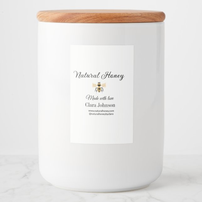 natural honey homemade honeybee honeycomb add name food label (Front)