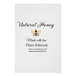 natural honey homemade honeybee honeycomb add name poster
