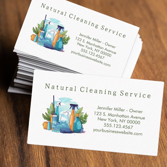 Natural House Cleaning Service Supplies Business Card (Creator Uploaded)