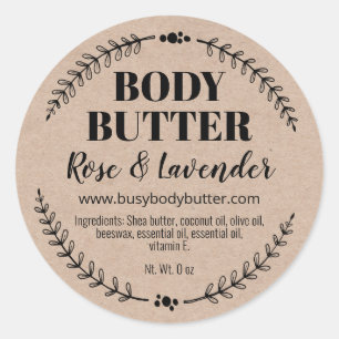 Natural Kraft Handmade Body Butter Labels