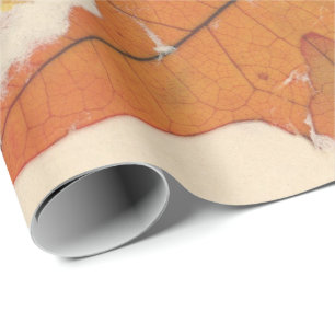 Natural Kraft Petals Bronze Autumn Leaf Orange Wrapping Paper