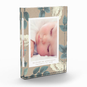 Natural Kraft Roses Vintage Floral Photo Block