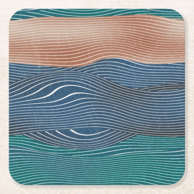 Natural landscape hills: seamless pattern. square paper coaster (Front)
