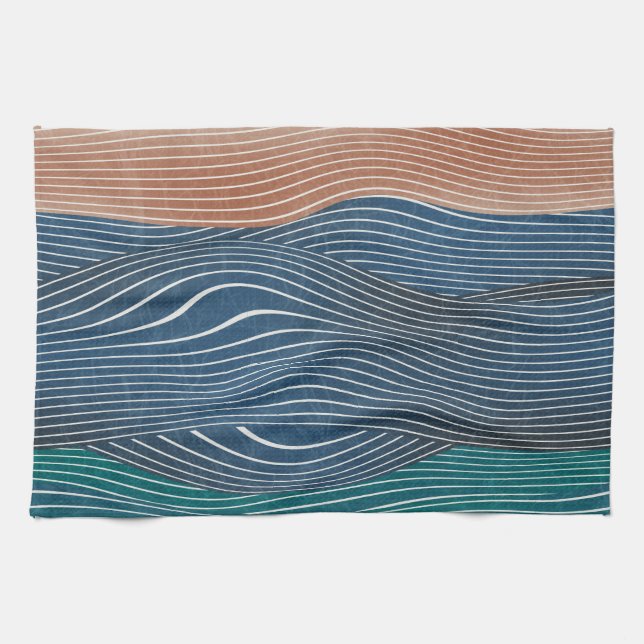 Natural landscape hills: seamless pattern. tea towel (Horizontal)