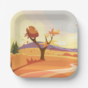 Natural landscape paper plate