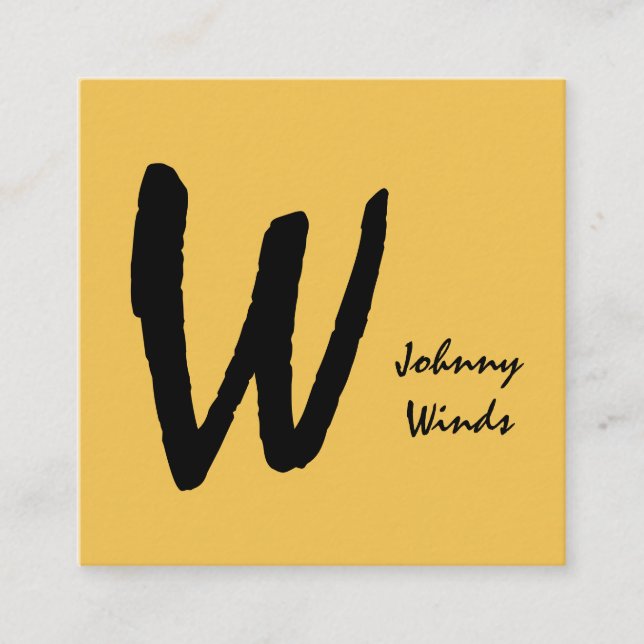 Natural Large Type Monogram Square Business Card (Front)