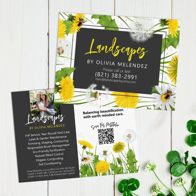 Natural Lawn Care Service Dandelion & Bees Promo Postcard (Creator Uploaded)