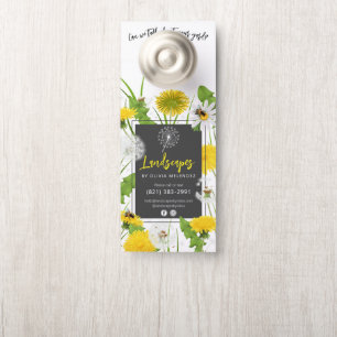 Natural Lawn Care Service Promotion Dandelion Bees Door Hanger
