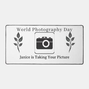 Natural Leaves Monochrome Photography Name Desk Mat