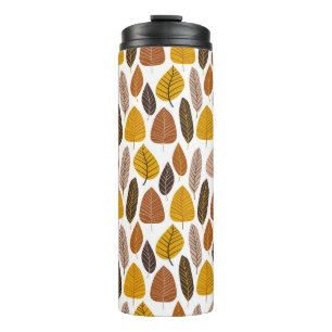 Natural Leaves: Neutral Seamless Pattern. Thermal Tumbler