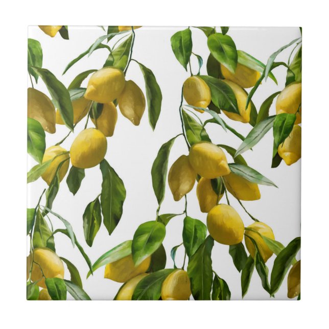 Natural lemons, beautiful ceramic tile (Front)