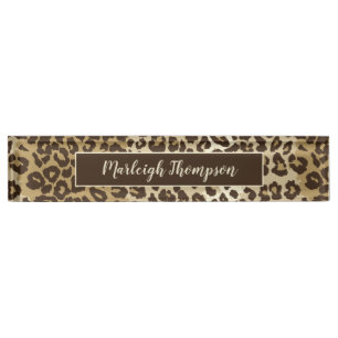 Natural Leopard Print Custom Monogram Name Nameplate