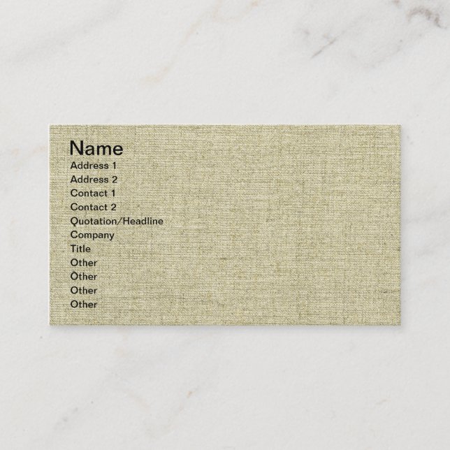 Natural Linen Canvas Texture Business Card (Front)