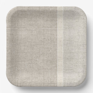 Natural Linen Fabric Colours Timeless  Paper Plate