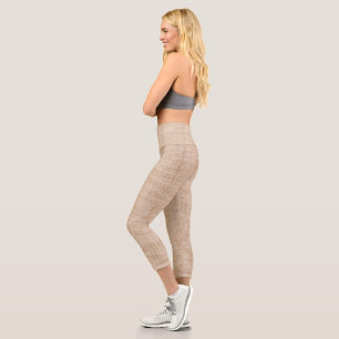 Natural Linen Fabric Texture in Warm Beige Capri Leggings