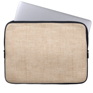 Natural Linen Fabric Texture in Warm Beige Laptop Sleeve