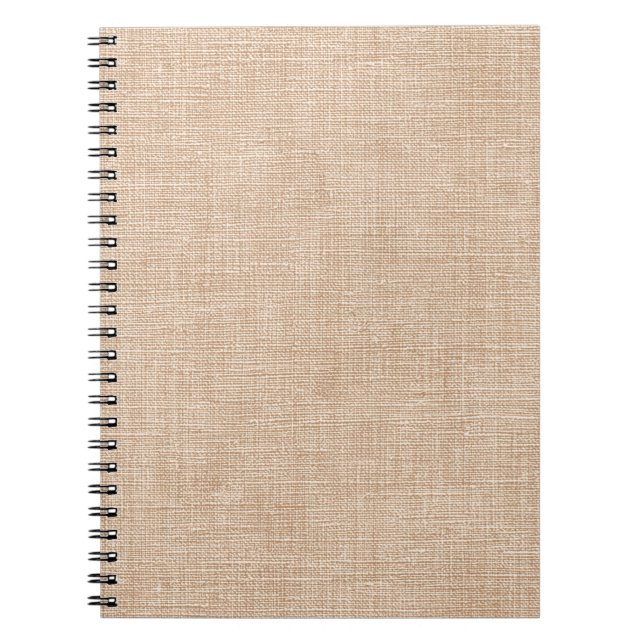 Natural Linen Fabric Texture in Warm Beige Notebook (Front)