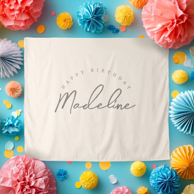 Natural Linen Personalised Birthday Banner Tapestry (Creator Uploaded)
