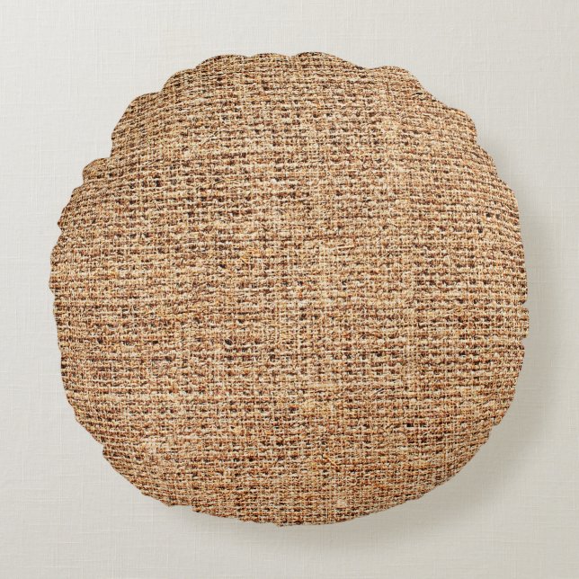 Natural linen texture as background round cushion (Front)