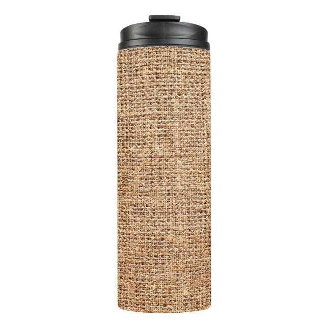Natural linen texture as background thermal tumbler (Front)