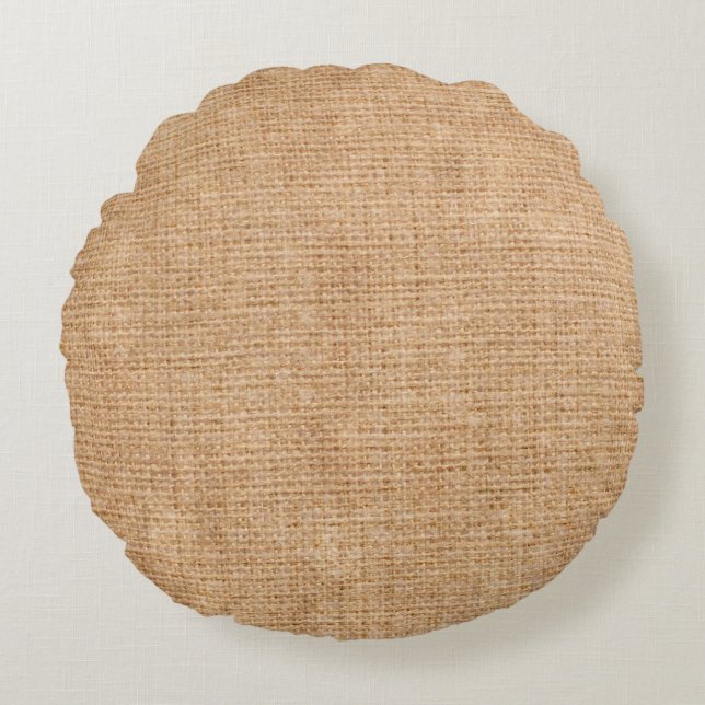 Natural linen texture as backgroundbagging, beige, round cushion (Front)