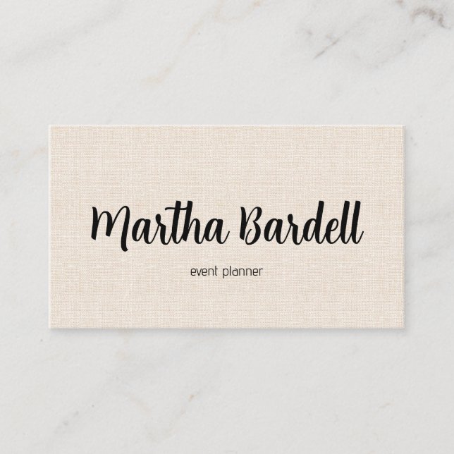 Natural Linen Texture Business Card (Front)