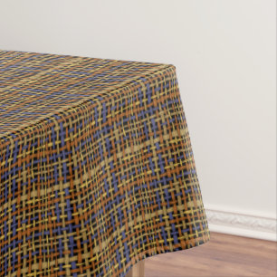 Natural Looking Graphical Woven Strings Blue Tablecloth
