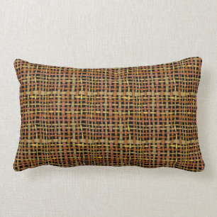 Natural Looking Woven Graphical Strings Red Lumbar Cushion