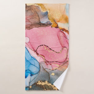 Natural luxury abstract fluid art painting in alco bath towel