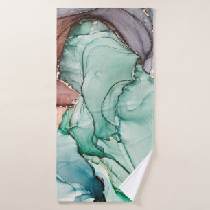 Natural luxury abstract fluid art painting in alco bath towel
