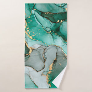Natural luxury abstract fluid art painting in alco bath towel