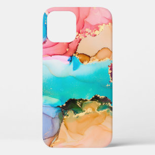 Natural luxury abstract fluid art painting in alco iPhone 12 case