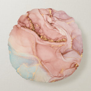Natural luxury abstract fluid art painting in alco round cushion