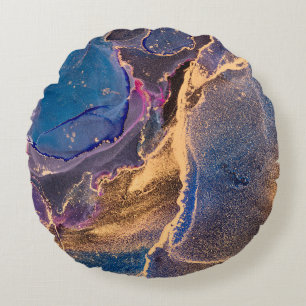 Natural luxury abstract fluid art painting in alco round cushion