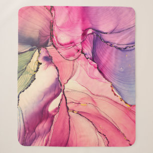 Natural luxury abstract fluid art painting in alco sherpa blanket