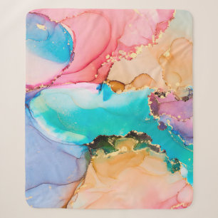 Natural luxury abstract fluid art painting in alco sherpa blanket