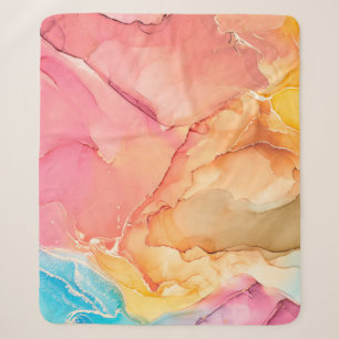 Natural luxury abstract fluid art painting in alco sherpa blanket